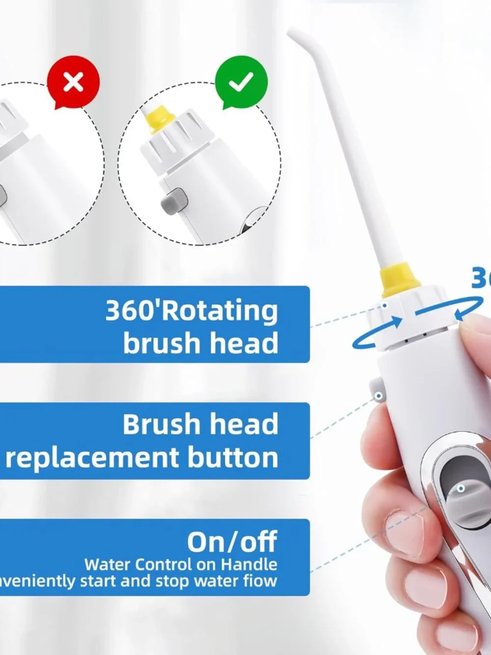Chrome Adjustable Shower Head with White Handheld Oral Irrigator